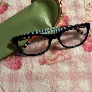 NWOT Kate Spade Striped Glasses with Green Case